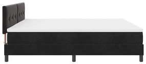 Box Spring Ágy Mattal &amp; LED Fekete 200x200 cm Bársony