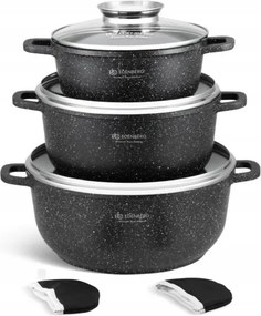 Nagy edénykészlet márvány bevonattal 6 db-os indukciós gáz főzőlap