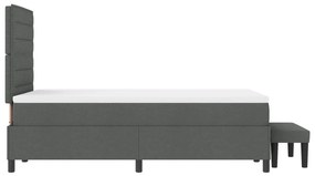 Boxspring ágy matraccal és padról sötét szürke 120x200 cm szövet