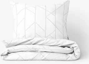 Goldea pamut ágyneműhuzat - geometriai vonalak fehéren 240 x 220 és 2db 70 x 90 cm