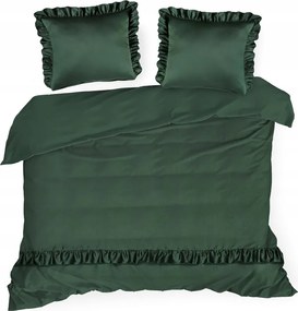 Zöld fodros pamut-szatén ágyneműhuzat 160X200