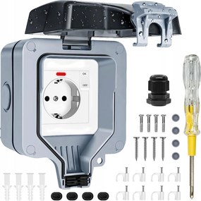 Szimpla Kerti Aljzat Kültéri Vízálló Aljzatkapcsolóval