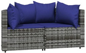 3 részes szürke polyrattan kerti ülőgarnitúra párnákkal