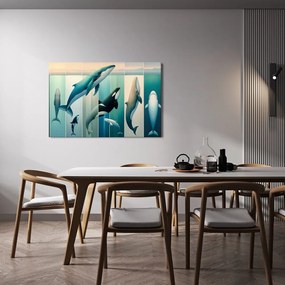 Kép bálnák és kardszárnyú delfinek a mélyben