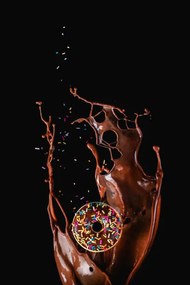 Művészeti fotózás Chocolate splash and a donut with, Dina Belenko Photography, (26.7 x 40 cm)