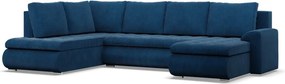 Tokio U sarokkanapé, 3 ágyneműtartóval, kordbársony, baloldali, kék