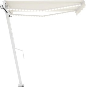 vidaXL krémszínű kézzel kihúzható LED-es napellenző 350 x 250 cm