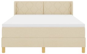 Boxspring Ágy Mattal - Krém, 160 x 200 cm, Textil