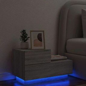 Szürke sonoma éjjeliszekrény LED-világítással 70 x 36 x 40,5 cm