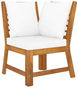 vidaXL elemes tömör akácfa sarokkanapé krémszínű párnával