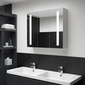 vidaXL tükrös fürdőszobaszekrény LED világítással 89 x 14 x 62 cm