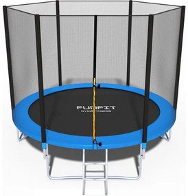 Funfit Trambulin hálóval és létrával, 252 cm átmérőjű, maximum 120 kg, dupla U alakú lábakkal, kék színű