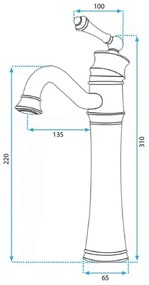 REA-B0227 - Mosdócsaptelep VINTAGE OLD 31 cm fekete