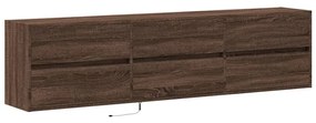 barna tölgy színű fali TV-szekrény LED-del 180 x 31 x 45 cm