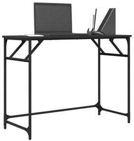 fekete szerelt fa és porszórt acél íróasztal 100x45x76 cm