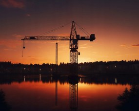 Poszter 50x40cm Alkonyat a daru felett