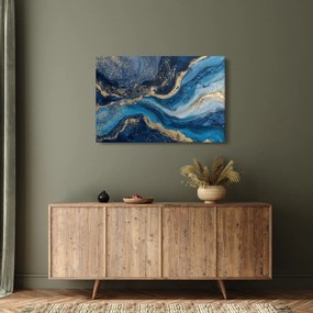 Kép - Kék-arany absztrakt márvány (90x60 cm)