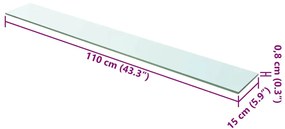 2 db átlátszó üveg paneles polc 110 x 15 cm