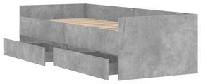 betonszürke ágykeret fiókokkal 100x200 cm