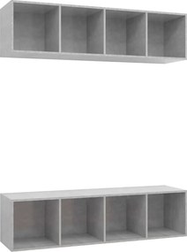 vidaXL 2 db betonszürke szerelt fa falra szerelhető TV-szekrény