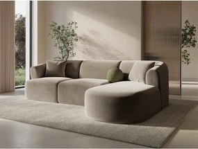 Világosbarna bársony sarokkanapé (jobb oldali-heverő résszel) Campi – Cosmopolitan Design