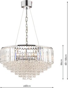 LAURA ASHLEY 3603254-Q VIENNA Kristály Függesztett Lámpa Fehér, Csiszolt Króm G9 IP20