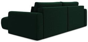 Zöld bársony kinyitható-tárolóhelyes sarokkanapé (jobb oldali-heverő résszel) Kapua – Makamii