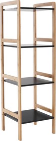 4 polcos állvány, természetes/fekete, NAOKO