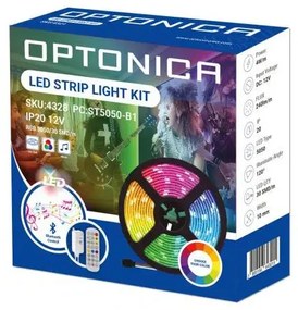 Optonica Beltéri SMD LED Szalag Szett Távirányítóval Bluetooth Vezérlővel RGB 1200lm 150 LED 20W IP20 5m 4328