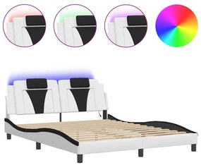 fehér és fekete ágykeret Viana LED-ekkel matrac nélkül 160 x 200 cm