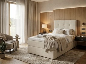 Kárpitozott boxspring ágy DIRELIS VIBE 90x200 cm krémszínű Matrac: Bonell rugós matrac