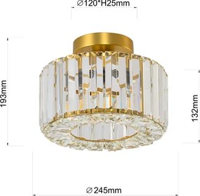 VETRO mennyezeti lámpatest 1xE27/15W/230V, Ø 24,5 cm, aranyszínű