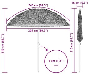 Tengerparti napernyő Barna Ø 206 x 209.5 cm Acél