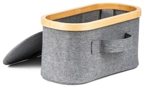 G21 tárolódoboz 30 x 15 x 15 cm, bambuszfedéllel, szürke