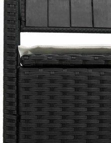 fekete polyrattan kerti tároló pad párnával