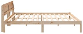 Ágykeret LED -es lámpákkal Barna 200 x 200 cm Tömör fenyőfa
