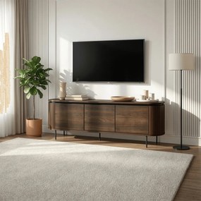 TV-szekrény 160 cm méretben, háromajtós kivitelben, dió színben BECK