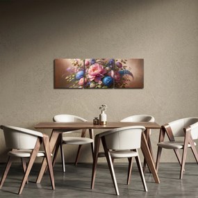 Kép - Asztal tele virágokkal (órával) (90x30 cm)