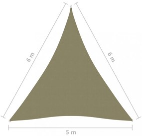 bézs háromszög alakú oxford szövet napvitorla 5 x 6 x 6 m
