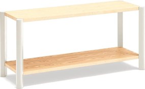 Krémszínű-világos natúr színű polcos állvány tölgyfa dekorral 126x59x43 cm Bona – Teulat