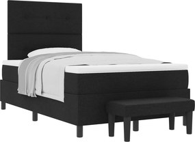 vidaXL Boxrugós ágy matracmal fejtámlával Fekete 120 x 190 cm szövet