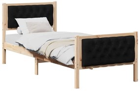 Ágykeret fejtámlával Fekete 75 x 190 cm Tömör fenyőfa