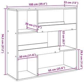betonszürke szerelt fa térelválasztó 100 x 33 x 94,5 cm