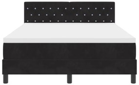 Boxspring Ágy Mattal Fekete 140x200 cm Bársony