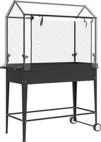 Outsunny Magaságy PVC Borítással, Kerekes Növényágy, Feltekerhető Cipzáras Ajtóval és Drénező Lyukkal, Mini Üvegház Zöldségekhez, Virágokhoz, Fűszerek