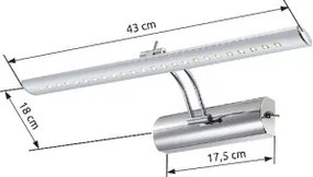 Globo 78301 Falikar fém krómozott, akril átlátszó, billenőkapcsoló, mozgatható, SzxM: 430x160mm, Mélység:180mm, tartozék: 1xLED 3W 12V, 350lm forrás, 350lm kimenet, 4000K