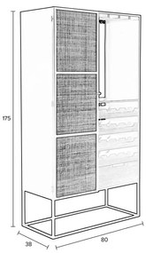 Fekete rattan bortartó szekrény 16 palackhoz, 80x175 cm Guuji - White Label