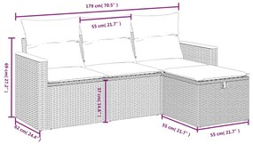 4 részes szürke polyrattan kerti ülőgarnitúra párnákkal