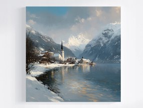 Vászonkép Canvas Tél Ausztria Hallstatt Város Tó 40x40