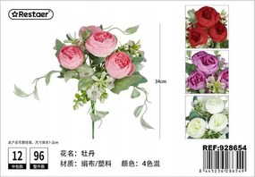 Mesterséges bazsarózsa virágcsokor dekoráció vázához